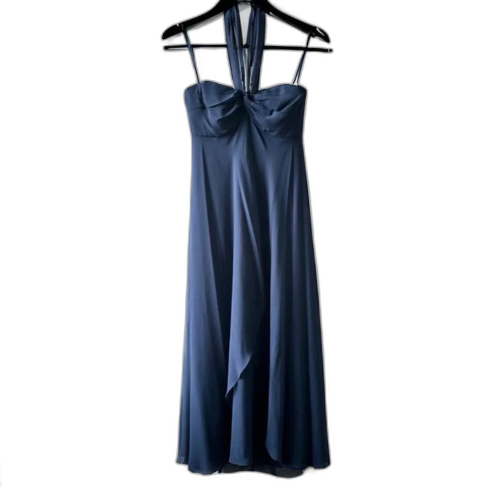 Jenny Yoo Periwinkle Halter Maxi Dress Size 6 Empire Waist Formal Gown Purple